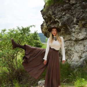 Sukňové maxi nohavice Elizabeth ľanové na objednávku