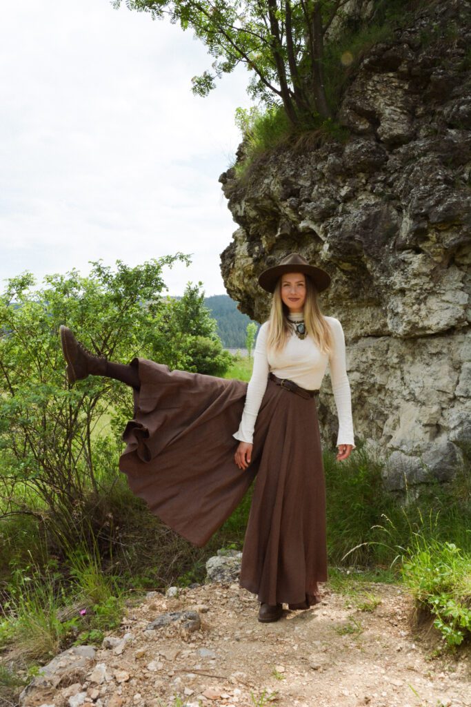 Sukňové maxi nohavice Elizabeth ľanové na objednávku